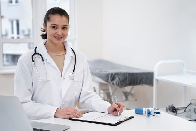 Woman Working in Clinic